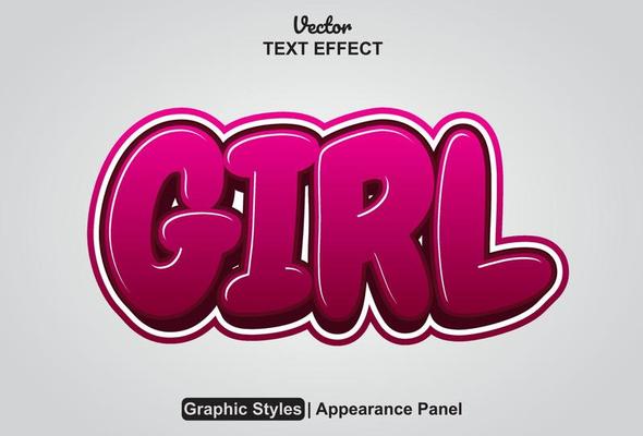 girl text effect with graphic style and editable.