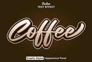 coffee text effect with graphic style and editable. vector