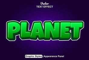 planet text effect with graphic style and editable. vector