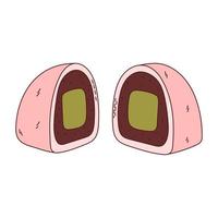 Traditional Japanese food. Asian Daifuku. Delicious desert. Vector illistration