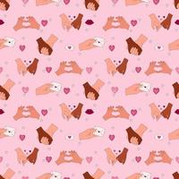 Valentine's Day Hand drawn seamless pattern. Hands of lovers vector