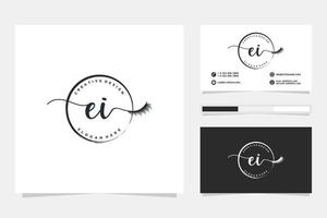 Initial EI Feminine logo collections and business card templat Premium Vector