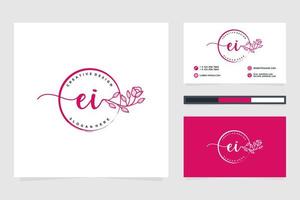 colecciones iniciales de logotipos femeninos ei y vector premium de plantilla de tarjeta de visita