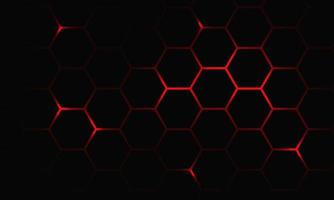 línea hexagonal de luz roja abstracta en vector de fondo futurista de lujo moderno gris