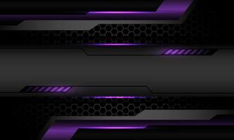 Abstract silver black banner purple cyber geometric on blue hexagon mesh pattern design modern luxury background vector