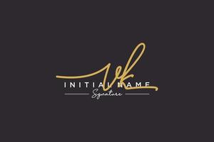 Initial VK signature logo template vector. Hand drawn Calligraphy lettering Vector illustration.