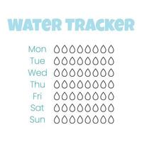 Water tracker vector template. . drinking water checklist. Water tracker with ice. vector illustration. Doodle style.