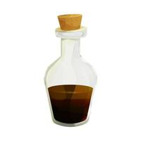 Soy sauce glass bottle in cartoon style isolated on white background. Vector illustration