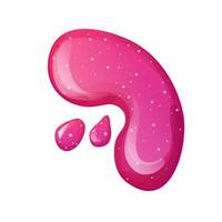 Slime splat, pink bright sticky jelly drop with glitter in cartoon style isolated on white background. Vector illustration