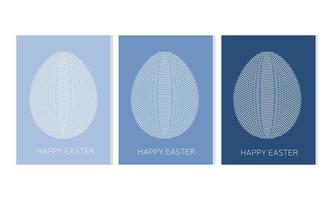 Set of abstract cards for Easter. Happy Easter, minimal cards on blue background. Vector illustration.