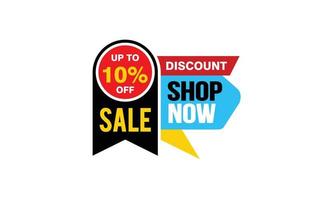 10 Percent SHOP NOW offer, clearance, promotion banner layout with sticker style. vector