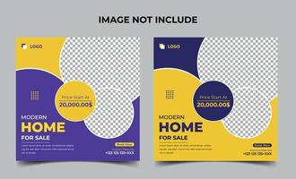 Real State Home social media post template. For Web banner Ads. vector