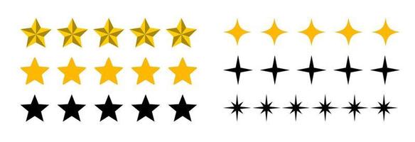 conjunto vectorial de estrellas, variadas estrellas amarillas brillantes vector
