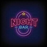 Neon Sign night bar with brick wall background vector