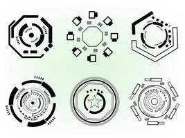Set of tech gear wheel mechanical industry technology icon line abstract background pattern backdrop template vector illustration