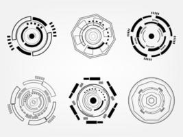 Set of tech gear wheel mechanical industry technology icon line abstract background pattern backdrop template vector illustration