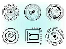 Set of tech gear wheel mechanical industry technology icon line abstract background pattern backdrop template vector illustration