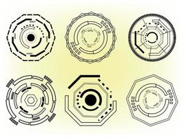 Set of tech gear wheel mechanical industry technology icon line abstract background pattern backdrop template vector illustration