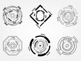 Set of tech gear wheel mechanical industry technology icon line abstract background pattern backdrop template vector illustration