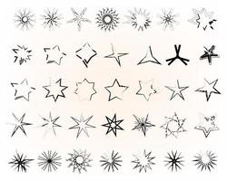 conjunto de estrellas líneas de fantasía icono de forma llamarada solar patrón de fondo abstracto decorativo ilustración vectorial vector