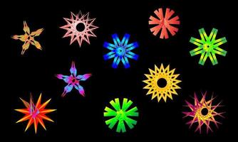 festival de verano estrellas explosión brillo forma brillante iconos conjunto patrón de fondo abstracto plantilla de sitio web ilustración vectorial vector