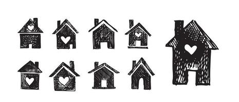 House icon hand drawn illustration vector