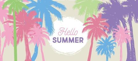 Hello Summer, Palm hand drawn illustrations, vector