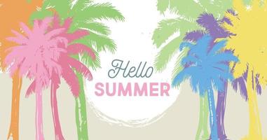 Hello Summer, Palm hand drawn illustrations, vector