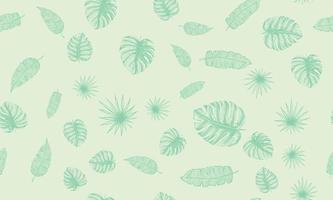 Tropical leaves pattern. Hand drawn illustration. vector