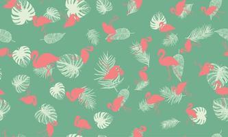 Pink flamingo, Summer background, hand drawn style, vector illustrations.