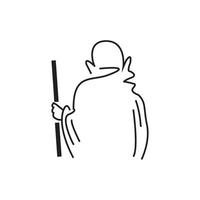 simple line drawing of mahatma gandhi vector