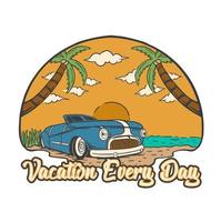 Illustration vector graphic of VACATION EVERYDAY suitable for logo product also for design merchandise