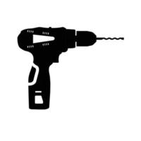 Hand Drill Silhouette. Black and White Icon Design Element on Isolated White Background vector