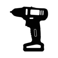 Hand Drill Silhouette. Black and White Icon Design Element on Isolated White Background vector