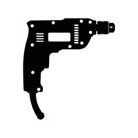 Hand Drill Silhouette. Black and White Icon Design Element on Isolated White Background vector