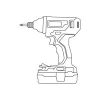 ilustración de icono de contorno de taladro manual sobre fondo blanco aislado vector