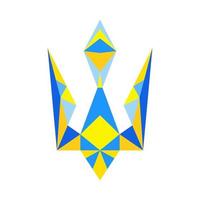 Vector illustration of Ukrainian national emblen - trident in geometric polygonal style. Can be used for quilt sewing, patchwork, web design, social net posting, posters, cards, banners.