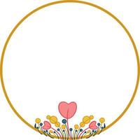Romantic abstract heart round frame. Decor for greeting card. vector
