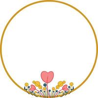 Romantic abstract heart round frame. Decor for greeting card. vector