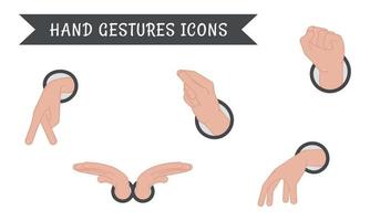 Set of different hand gesture icons Vector