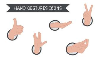 Set of different hand gesture icons Vector