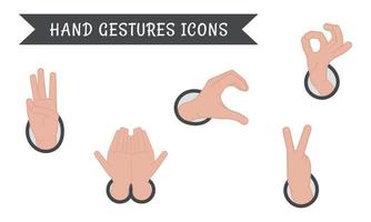 Set of different hand gesture icons Vector