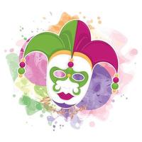 Colored mardi gras template with harlequin mask Vector