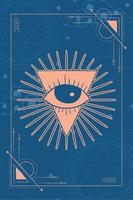 Tarot card with triangle with eye esoterism sketch icon Vector