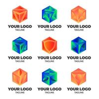 3D Geometric Shape Logo Collection vector