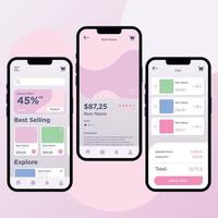 Pastry colored marketplace mobile app ui mockup template Vector