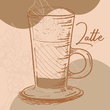Sketch of a latte coffe Vector