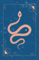 tarot, carta, con, serpiente, esoterismo, bosquejo, icono, vector