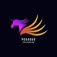 plantilla de diseño de logotipo de pegasus con color degradado vector