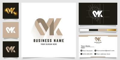 Letter MK or NK monogram logo with business card design vector